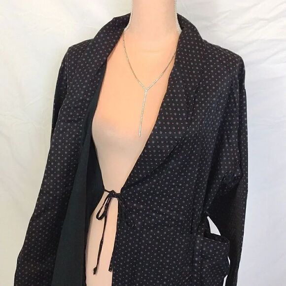 Victoria's Secret VTG 1999 Black Floral Short Robe with Pockets Size XS/ S - Picture 9 of 16